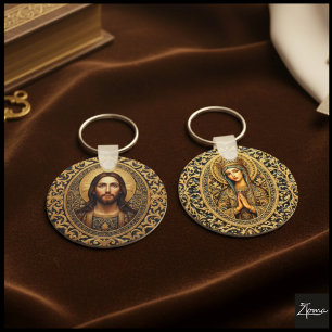 Chaveiro Ícone Sagrado Dourado - Jesus