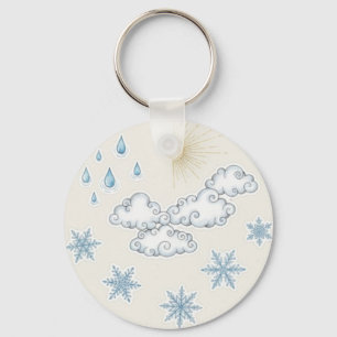 Chaveiro Ícones de Clima Caprichosos – Sol Nuvens Chuva e N