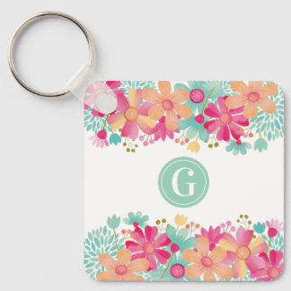 Chaveiro ID da Marca da Chave de Pintura Floral Inicial do