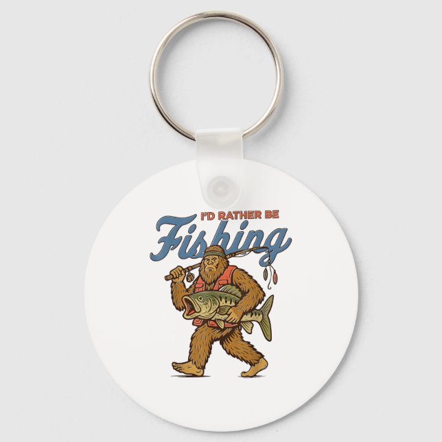 Chaveiro I'd Rather Be Fishing Bigfoot  (Frente)