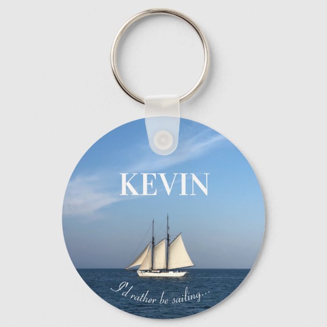 Chaveiro I'd Rather Be Sailing Keychain Gift Sailboat (Frente)