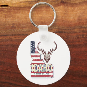 Chaveiro Idaho Estados Unidos Retro Map Vintage Deer EUA