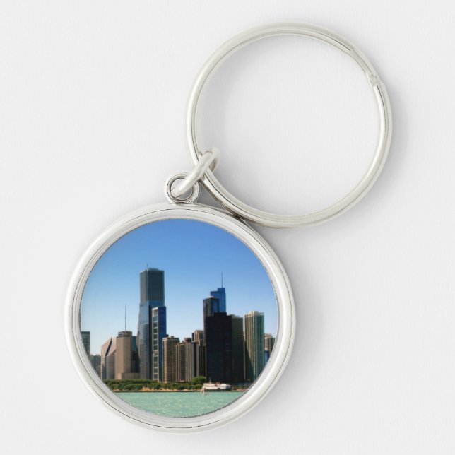 Chaveiro Ideia da skyline de Chicago pelo Lago Michigan (Frente)
