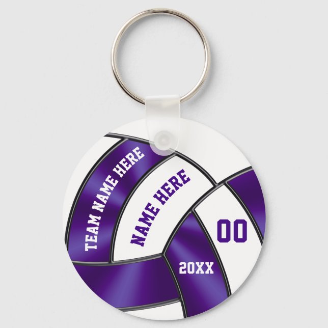 Chaveiro Ideias de Presentes de Volei Roxo e Branco para Jo (Frente)