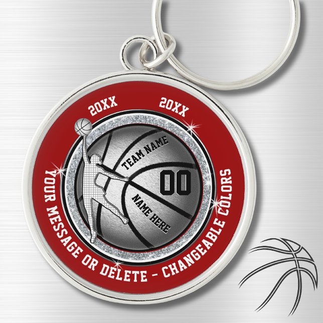 Chaveiro Ideias noturnas personalizadas de Mais velho de ba (Basketball gifts for girls. Basketball team gift ideas. Basketball gifts for seniors. Red, White.)