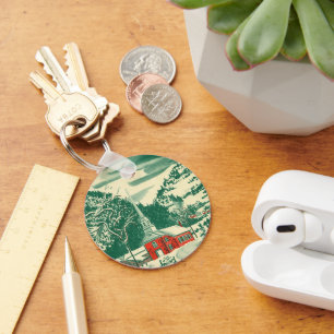 Chaveiro Igreja natal vintage, Paisagem de Neve no inverno