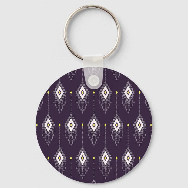 Chaveiro Ikat Chandelier Pattern: Vintage Textile Design (Frente)