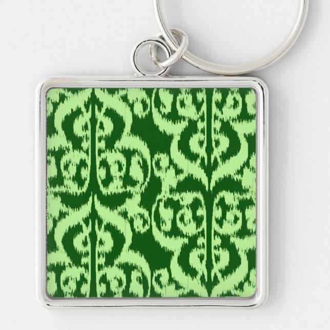 Chaveiro Ikat Moorish Damask - pinheiro e horta verdes (Frente)