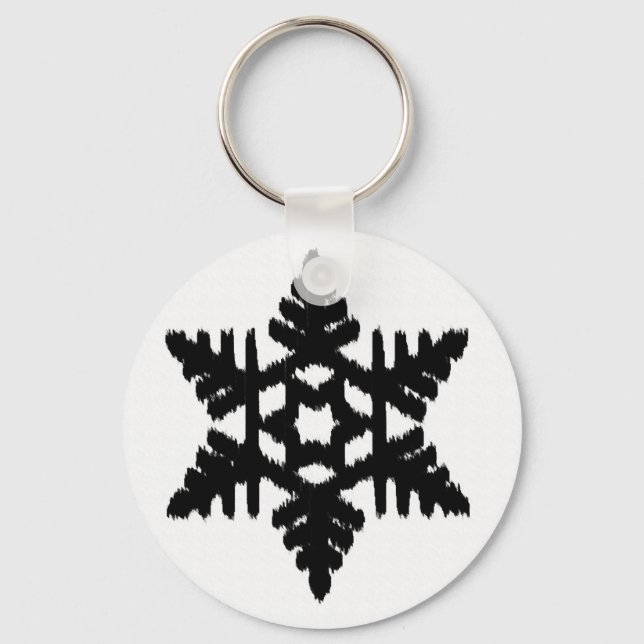 Chaveiro Ikat Snowflake - Branco e preto (Frente)