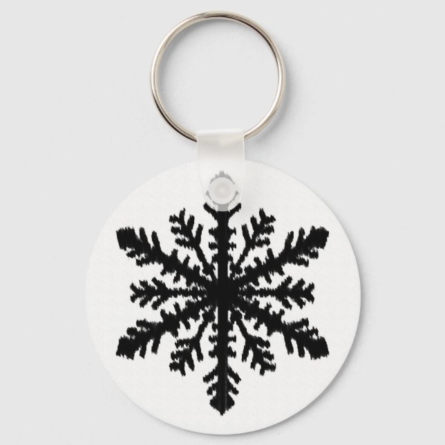 Chaveiro Ikat Snowflake - Branco e preto (Frente)
