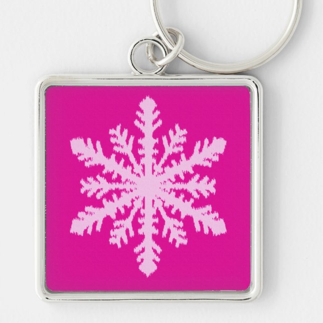 Chaveiro Ikat Snowflake - Fuchsia e rosa-gelo (Frente)