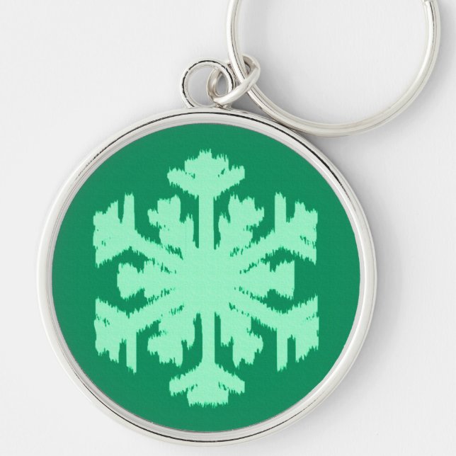 Chaveiro Ikat Snowflake - Pinheiro e horta verdes (Frente)