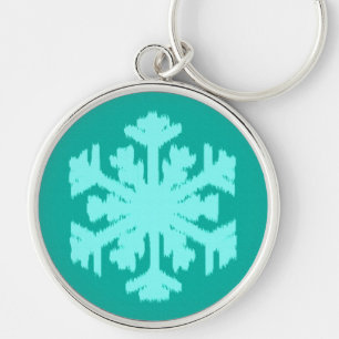 Chaveiro Ikat Snowflake - Turquesa e aqua