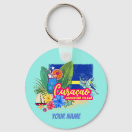 Chaveiro Ilha de caribe Retro Curacao com vinheta de tartar
