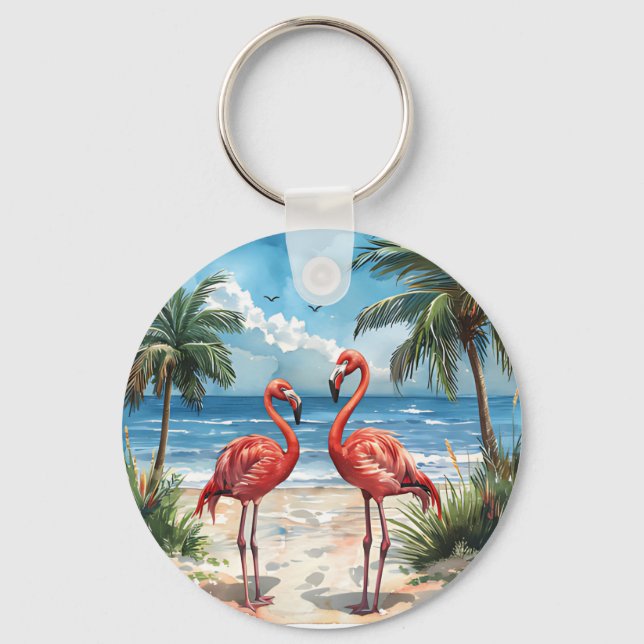 Chaveiro Ilha Tropical Flamingo Praia Palmeiras (Frente)