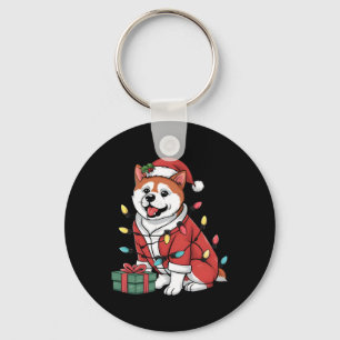 Chaveiro Iluminação de Natal Papai Noel Akita Cachorro Nata
