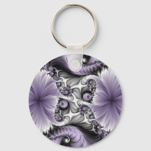 Chaveiro Ilusão Lilás Arte Floral Abstrata Fantasia Fractal