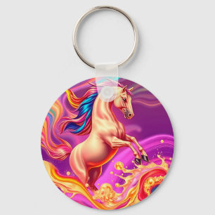 Chaveiro Ilustração Abstrata de Cavalo Vibrante