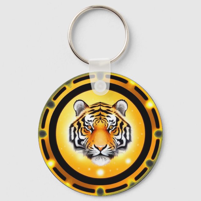 Chaveiro Ilustração Abstrata de Tigre em Negrito (Frente)
