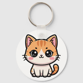 Chaveiro Ilustração Adorável de Gato Ginger Kawaii