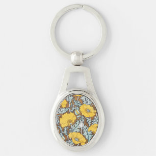 Chaveiro Ilustração Art Nouveau Papoula Flor Amarela