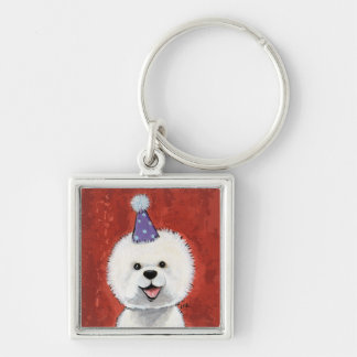 Chaveiro Ilustração bonito do cão do partido de Bichon