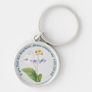 Chaveiro Ilustração Botânica da Borboleta Floral Vintage