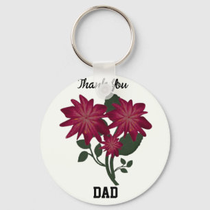 Chaveiro Ilustração Botânica Floral Rosa Profundo Elegante