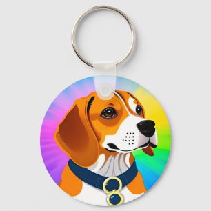 Chaveiro Ilustração Colorida de Cachorro de Desenho Animado