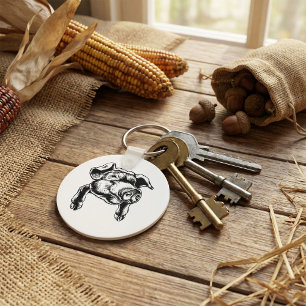Chaveiro Ilustração da Cabeça de Suínos