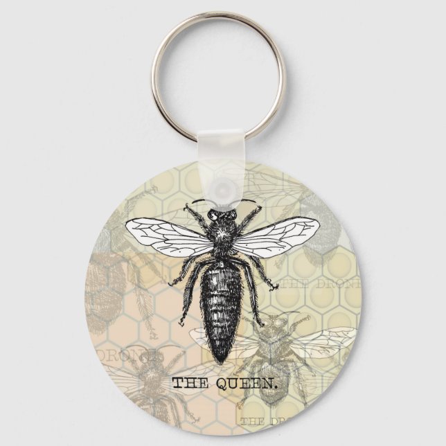 Chaveiro Ilustração de Abelha Rainha Inseto Bug (Frente)