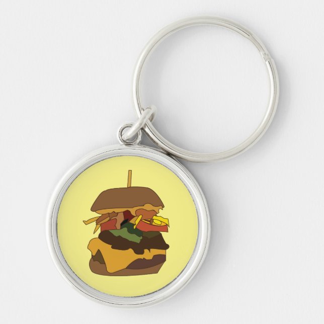 Chaveiro Ilustração de Amor Burger Hamburger Burger (Frente)