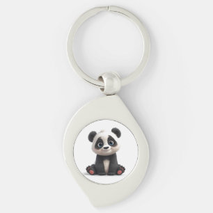 Chaveiro Ilustração de Arte de Panda Sentado em Cartoon