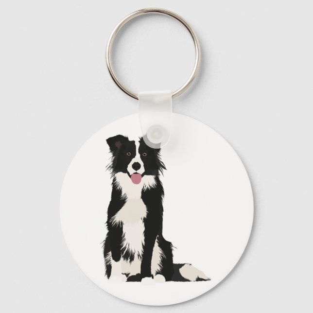 Chaveiro Ilustração de Borda Collie! (Frente)
