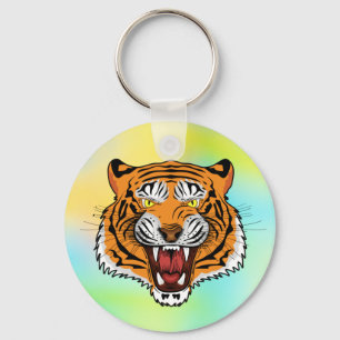 Chaveiro Ilustração de Cabeça de Tigre Feroz-24327