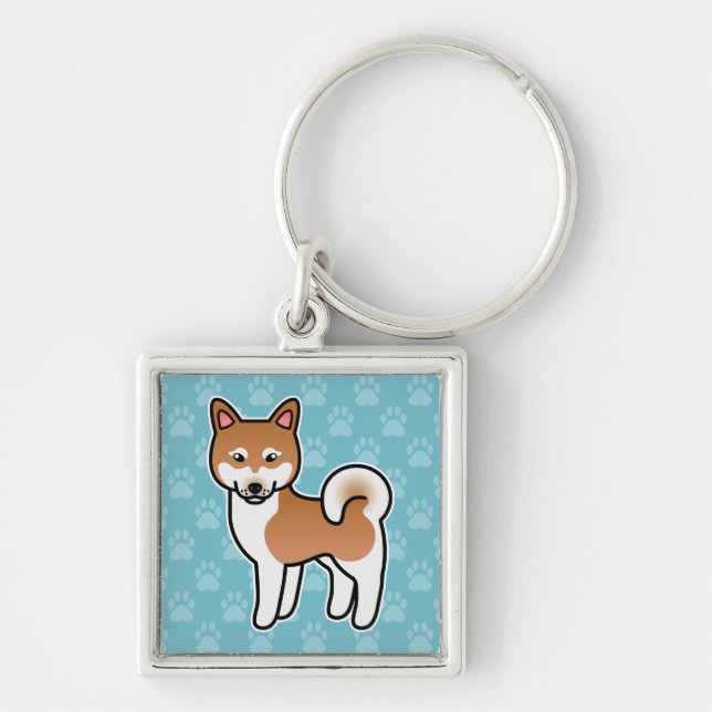 Chaveiro Ilustração de cachorro Alaskan Klee Kai vermelho e (Frente)