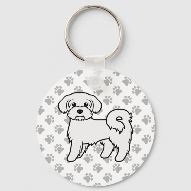 Chaveiro Ilustração de cachorro de desenho animado fofo mal (Frente)