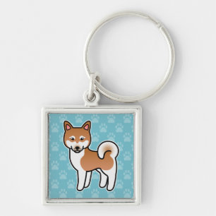 Chaveiro Ilustração De Cachorro Klee Kai, Branco E Vermelho
