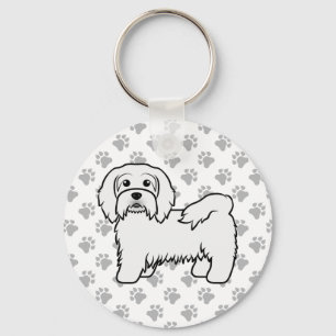 Chaveiro Ilustração de Cão de Cartoon Bonito em Havanês Bra