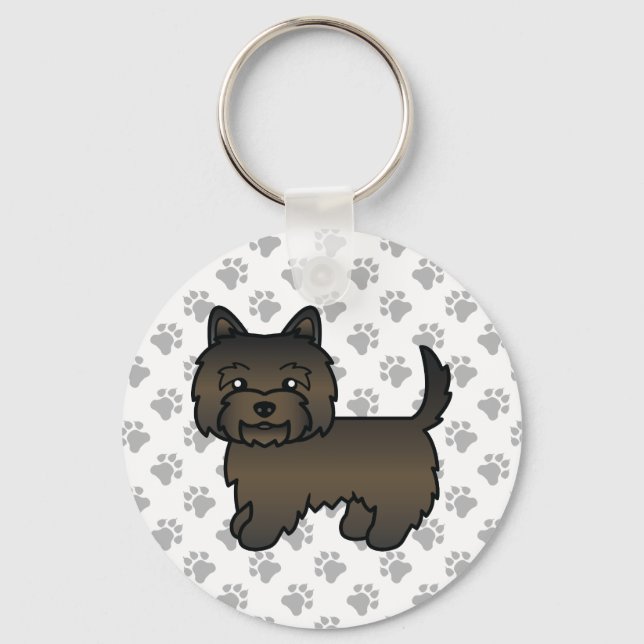 Chaveiro Ilustração de Cão Terrier Cairn Brindle Escuro & P (Frente)
