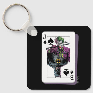 Chaveiro Ilustração de Carta de Baralho do Coringa e Batman