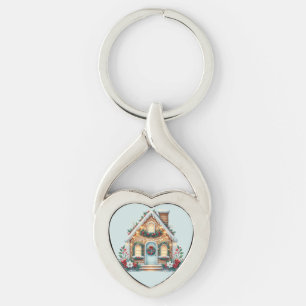 Chaveiro Ilustração de Casa de Pão de Mel Aconchegante para