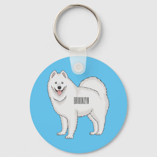 Chaveiro Ilustração de desenho animado com cão Samoyed