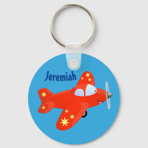 Chaveiro ilustração de desenho animado de avião vermelho