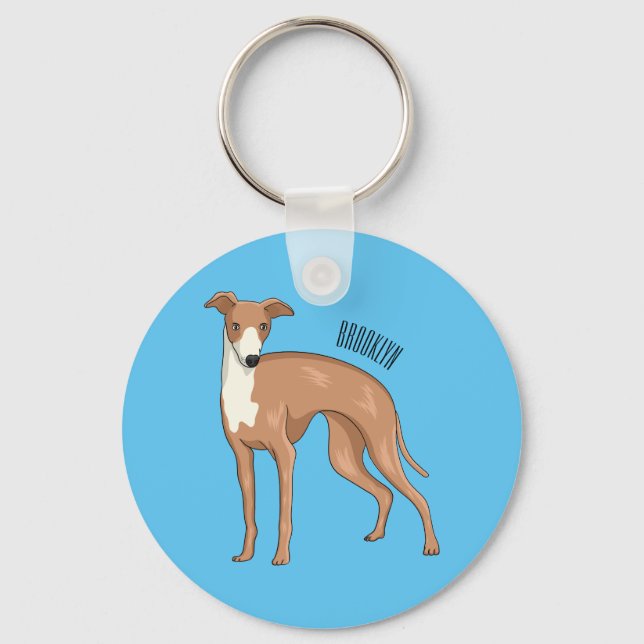 Chaveiro Ilustração de desenho animado de cão Greyhound (Frente)