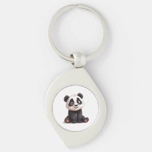 Chaveiro Ilustração de Desenho Animado de Panda Sentado