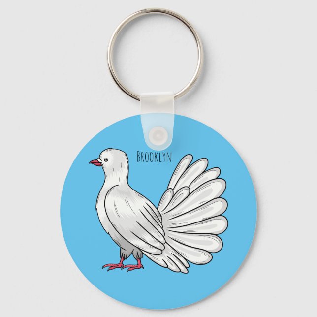 Chaveiro Ilustração de desenho animado de pombo-cauda (Frente)