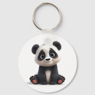 Chaveiro Ilustração de Desenho Animado de Urso Panda Sentad