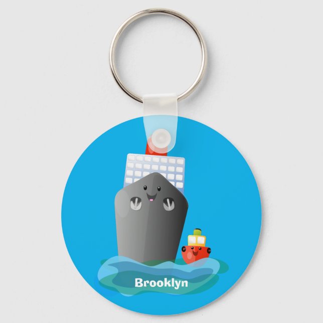 Chaveiro Ilustração de desenho animado do navio de linha do (Frente)