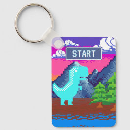 Chaveiro Ilustração de Dinossauro Pixelada de Jogador de Pi